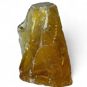 Amber Art Glass Cullet Translucent Slag Glass Garden Rock #4XL92